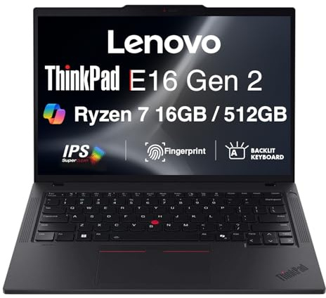 Lenovo ThinkPad E16 Gen 2 Business Laptop 16.0 IPS FHD+ Display (AMD Ryzen 7 250 (>Ryzen 7 7735U), 16GB DDR5, 512GB PCIe SSD, Copilot, Backlit Keyboard, Fingerprint , Wi-Fi 6, 1080p Webcam, Win11Pro)
