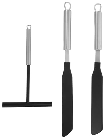 HAKIDZEL 1 Set di Spatola E Spatola per Crêpe - Padella per Crêpe, per Pastella, per Dolci, Utensili da Cucina, Strumento per Stendere L'impasto in Acciaio Inossidabile