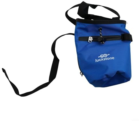 Gdfnmogo Sac à craie pour escalade, tissu Oxford 420D avec intérieur doublé en polaire, cordon de serrage anti-fuite, ceinture réglable — pour Boulderi (bleu)