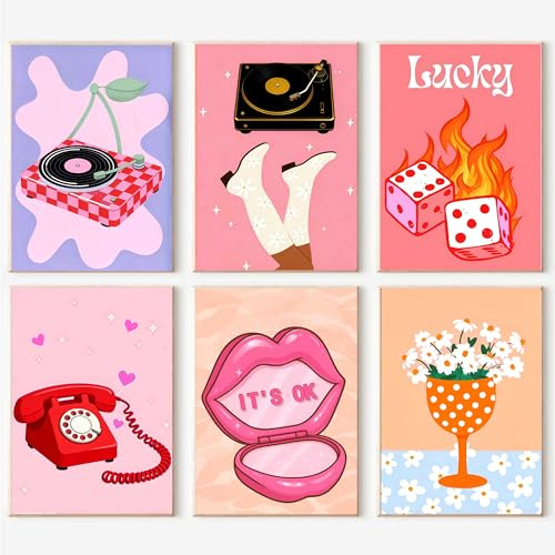 6 Packs Vintage Paint by Numbers Kit for Adults,DIY Acrylic Oil Painting On Canvas Without Frame,Retro Funny Paint by Number Kit for Wall Decor 7.8x11.8 inch