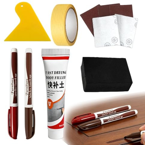 Kit corrector de daños en la madera, barra de crayón de revestimiento de acción rápida, cepillo aplicador de mezcla de acabado experto, compuesto de relleno de grietas resistente, instrumento avanzado