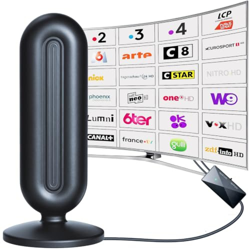 CSUXYD Antenne TV Interieur Puissante avec Amplificateur et Base Magnétique