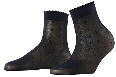 FALKE Dot 15 Den W So Trasparenti Velati Fantasia, Calzini Donna, Blu Marine 6179, 39-42