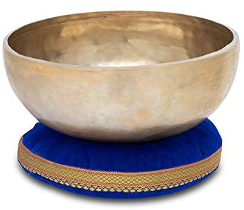 XDrum Omshanti Cuenco Sonoro 25 cm Set - Peso: 1900g - hecho a mano en India - ideal para meditación y terapias - incluye cojín a juego