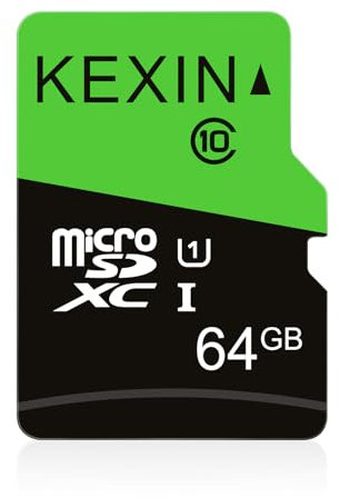 KEXIN Tarjeta Memoria de 64GB MicroSDXC Clase 10 TF Tarjeta Micro SD Ultra Externa Tarjeta de Memoria para Móvil,Tableta, Cámara y Drones[64GB,U1, C10]