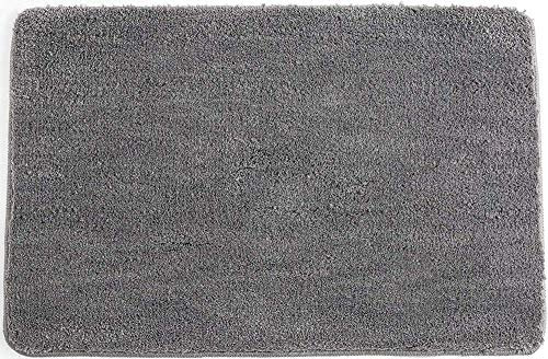 Shaggy Non Slip Super Absorbent Soft Microfiber Bath Carpet - Easy To Clean, Machine Washable For Bathroom/Bedroom/Kitchen, Grey, 30 x 50 cm
