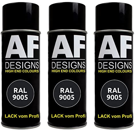 Alex Flittner Designs Lackspray Schwarz glänzend RAL 9005 TIEFSCHWARZ 3x 400ml Autolack Buntlack Spraydose