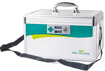 TUKA-i-AKUT 22L Alu Medizinkoffer Abschließbar, Portable Erste-Hilfe Koffer mit Tragegriff Tragegurt, Kindersicher Aluminiumlegierung Arzneimittel Medikamentenkoffer 36x22x22cm, TKD6400-XL