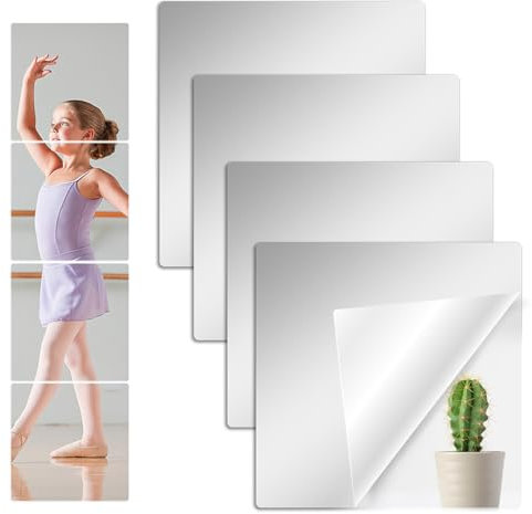 ZOLGINAH 4 Stück Acryl Spiegel Selbstklebend 20x20cm, Spiegelfliesen Selbstklebend Spiegel zum Kleben, Spiegel zum Ankleben Mirror Wall Wandspiegel Klebespiegel für Wand Badezimmer Wohnzimmer Schrank