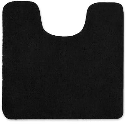 Allure Luxury Deep Pile Microfibre Pedestal Toilet Mat, Non-Slip, 50 x 50cm, Quick Dry & Easy Care (Black)