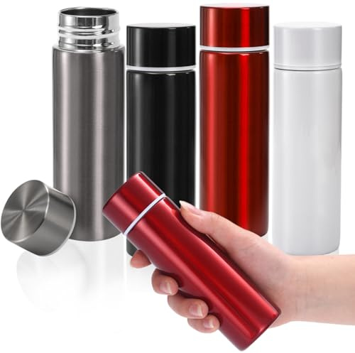 Acshio 4 Pack 4 Oz Mini Stainless Steel Water Bottles, Leak Proof