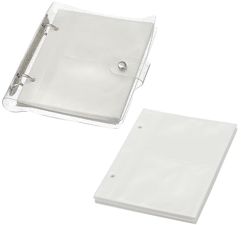 PATIKIL 200 fickor gnistrande fotoalbum, bild flip bok med 50 sidor 2,5 x 3,5 påfyllningsbar dubbelsidig 2 rutnät fotofodral för vykort, klarvit