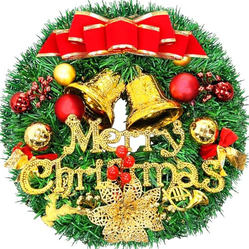 Snarflun Ghirlanda di Natale 30 cm Ghirlanda Natalizia, Ghirlande Natalizie per Porta, Fuoriporta Natalizio, Decorazioni Natalizie per Porta di Casa, Ingresso, Caminetto e Decorazione da Parete