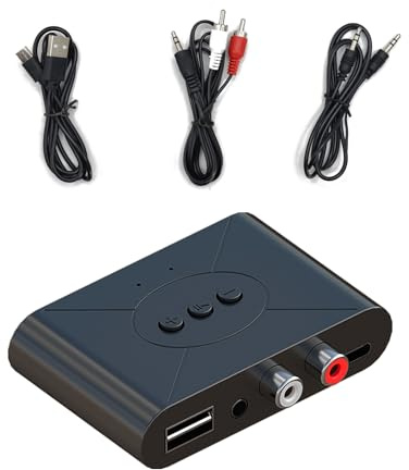 Bluetooth 5.3 ljudmottagare trådlös RCA Bluetooth-adapter för stereo trådlös ljudmottagare/USB-flashenhet/NFC one-touch-anslutning för bilhögtalare och hörlurar