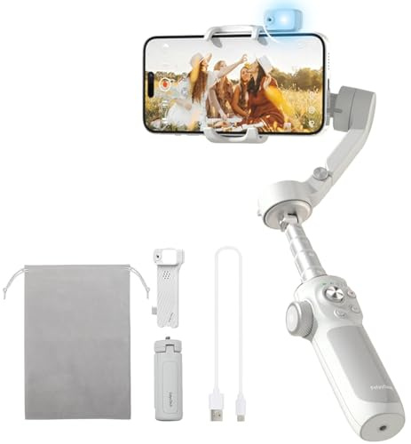FeiyuTech Vimble 4 Kit mit 2-in-1 AI-Tracker und Fülllicht-Zubehör, kardanischer Stabilisator für Smartphones mit 21,6 cm ausziehbarer Stange, 3-Achsen-Telefon-Gimbal, Gestensteuerung, faltbar, für