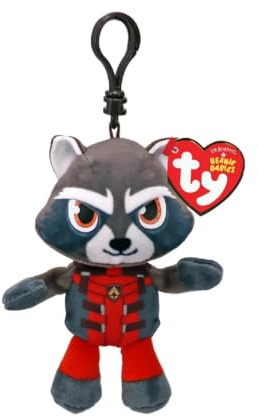 ty Rocket Racoon Marvel Disney Beanie Clipt Plüschtier für Kinder - Teddy, Babyspielzeug, Sammlerstück, gefüllte Plüschtiere