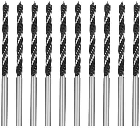10 Stück Holzbohrer, 3mm Brad Point Bohrer, Kohlenstoffstahl Holzbohrer, für Hartholz, Sperrholz, Kunststoff Runde Löcher in allen Arten von Holz