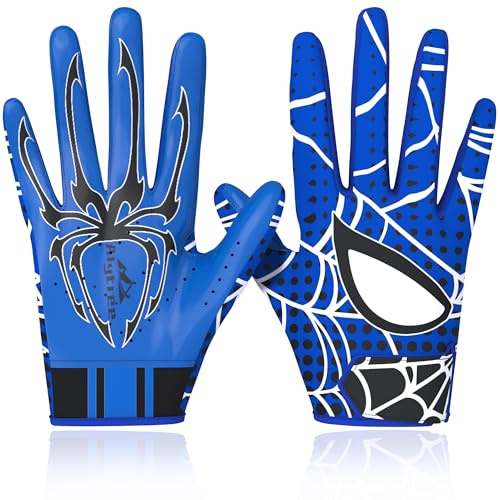 Alytree Adult Football Gloves for Men, Sticky Receiver Glove for Men, Senior Flag Football Gloves, Enhanced Performance and High Grip for Adult (Blue-Black)