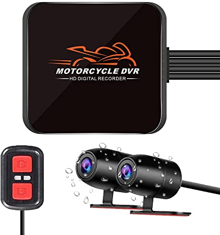 VSYSTO WiFi Cámara de Tablero para Motocicleta, HD 1080P, Visión Nocturna Starlight, Sistema DVR de 130° Gran Angular, Controlador por Cable, Impermeable, Sensor G, Grabación en Bucle