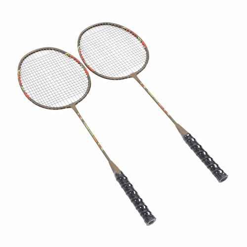 Dilwe Badminton Racket Set 2 Pack Pack Lightweight Iron Ally Racket Badminton Set for Adults Kids Beginners avec Un Design Ultra Léger pour Les Sports d'entraînement en Plein Air (Doré)