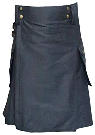 Tartanista - Kilt da lavoro, tattico/combattimento, con tasche grigio Tour de taille 106cm longueur 58,5cm
