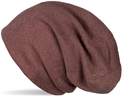 styleBREAKER Gorro de Punto Fino, óptica Melange, Gorro Largo, Unisex 04024109, Color:Malva