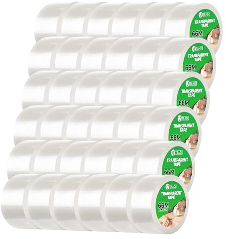 V1 TRADE Paketklebeband - Paketband - Klebeband Transparent 66m x 50mm - 36 Rollen zum Kartons Verpacken und Umzug