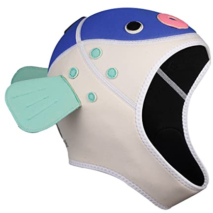 Wetsuit Hood Puffer Fish 3mm Neoprene Scuba Diving Hood for Men Women Children, Scuba Dive Cap Hat Thermal Surfing Hood with Flow Vent for Snorkeling Swimming Water Sports (Blue/White)