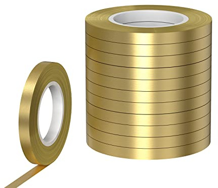 ONLYQIQIU 12 Rolls Gold Curling Ribbons for Gift Wrapping Crafting, 5mm Balloon Ribbon Balloon String for Christmas Wedding Birthday Party Decorations 10m/Roll (Gold Curling Ribbon)