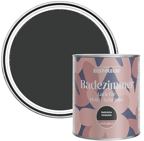 Rust-Oleum White Moisture Resistant Bathroom Wood and Cabinet Paint in Satin Finish - Natural Charcoal (Black) 750ml