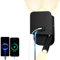 uksunvi LED Leselampe Wandlampe USB Type-C-Zwei AufladungMund Schalter Verstellbarer 12W LED Strahler 3000K Wandleselampe Aluminium Bettlampe Drehbar (Rechteck warmes Licht)