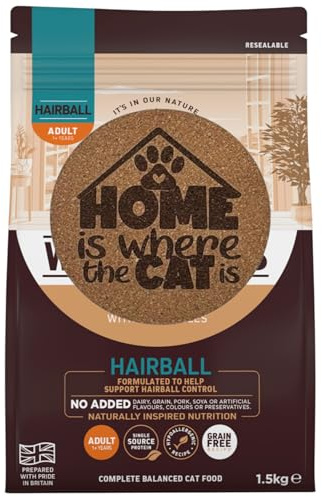 AETN Creations Bundle of Grain Free Dry Adult Cat Food Hairball 1.5kg Turkey with Vegetables – Complete Balanced Nutrition with AETN Exclusive Cat Coaster