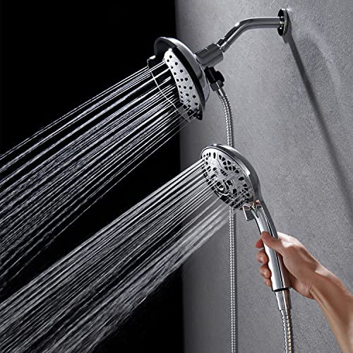 INAVAMZ Shower Heads with Handheld Spray Combo: 7.2 Rain Shower Head & Handheld Shower Head 2-IN-1 Shower Head with 60 Rotatable Stainless Steel Hose, Shower Trim Systems