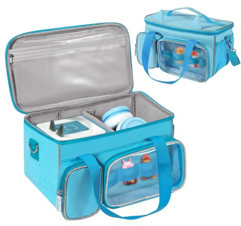 Dadanism Tasche für Toniebox Starterset, Alles in Einer Tasche, Tragetasche für Tonie Box, Tonies Figures Characters, Kopfhörer, Ladestation, Transporttasche mit Griff und Schultergurt, Blau