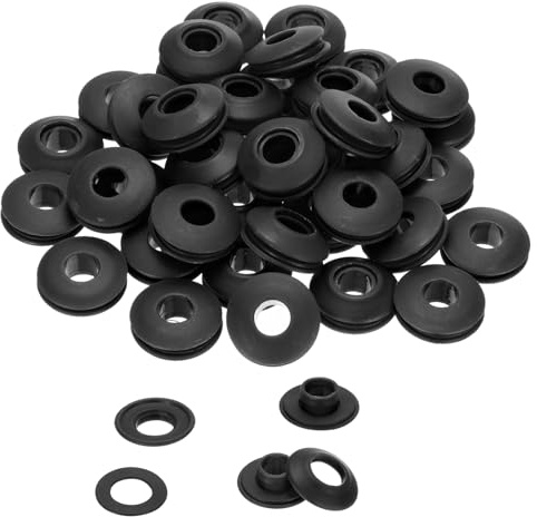 QUARKZMAN 50 Pièces Œillets en Plastique pour Bâches, Œillets en Plastique Inoxydables pour Bâches de Camion, Rideaux Textiles, Tentes, Bâches de Piscine, Auvents, Banderoles, Noir