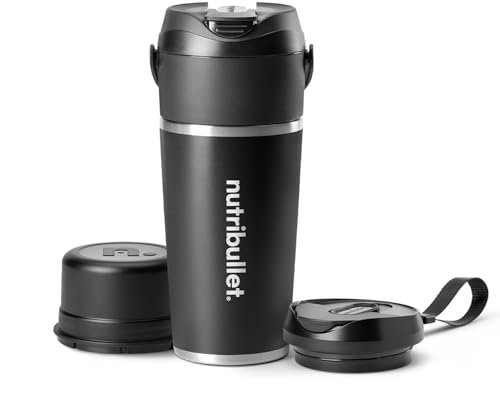 nutribullet Flip Portable Blender with Insulated Cup (590ml) - 24hr Chill Tumbler - 11.1V High Torque Motor Blends Frozen Fruit, Nuts & Ice for Smoothies & Juices - Long Lasting & Rechargeable Battery