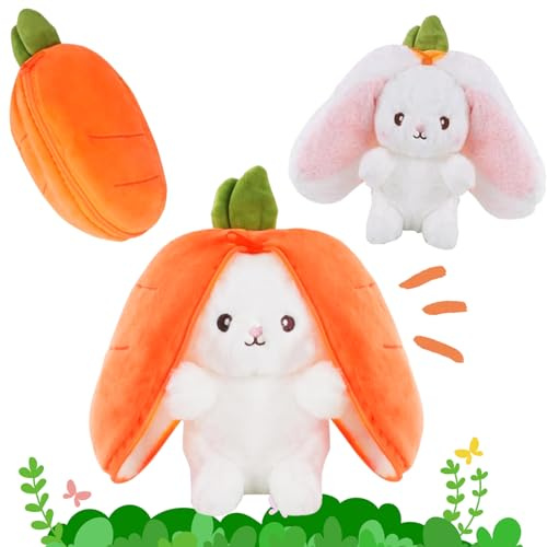 Lapin de Pâques Peluche Cache-Cache avec Oreiller - Fraise et Carotte - Adapté pour Salon