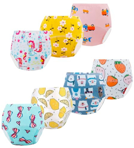 Potty Training Pants for Boys Girls 7-Pack Cotton Underwear for Toddlers 3T-4T (Size: M, Multicolor)
