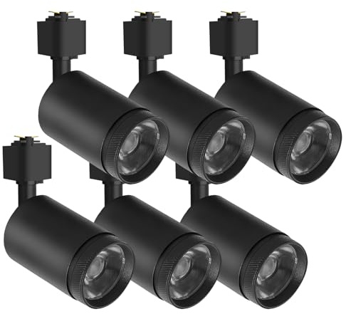 be studied 10W LED Track Lighting Heads – L-Type Adjustable Ceiling Spotlights, 3000K/4000K/5700K, Flicker-Free CRI90+ (6-Pack) – Black Track Light Fixtures for Accent, Task & Art Lighting