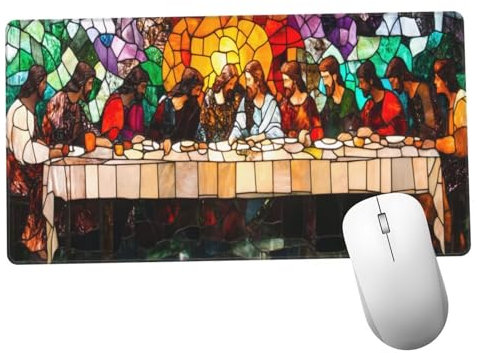 Color Alfombrilla Ratón 1400x600x3mm Alfombrilla Raton XXL con Base de Goma Antideslizante, Lavable, Accesorios Gaming Última Cena, Ordenador Gamer Regalos, Mouse Pad Gaming Mejora La Velocida Y1208