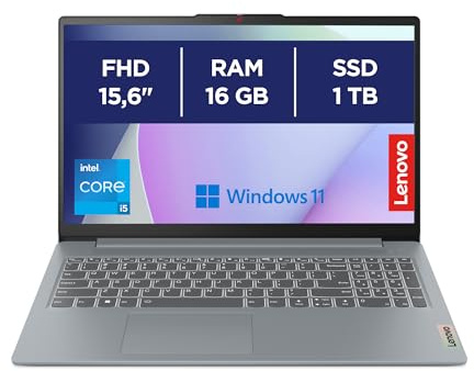 Lenovo IdeaPad Slim 3 Notebook 15,6” FHD (1920x1080), Intel Core i5-12450H, RAM 16GB, 1TB SSD, Grafica Intel Integrata, WiFi 6, Tastiera italiana, Windows 11 Home - Arctic Grey