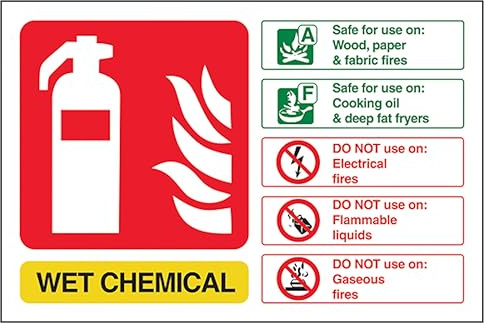 V Safety Wet Chemical Fire Extinguisher - Landscape 200 x 150 mm - 3mm Brushed Aluminium Composite Safety Sign