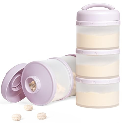 Termichy Leche en polvo dosificadora para bebé, apilable, caja de almacenamiento de leche en polvo, 2 unidades (violeta claro)