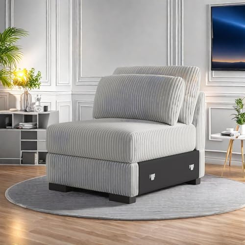 KeepGoon Canapé 1 places, canapé modulable en velours côtelé canapé rembourré canapés modulaires salon 2 places avec coussins canapés, canapés, canapés, canapés, canapés, lit et fauteuil lounge (gris)