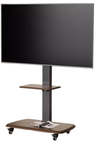 Soporte universal de TV para televisores de pantalla plana LCD de 32 a 80 pulgadas, carrito de TV móvil con ruedas con estante AV, altura ajustable, soporta hasta 132 libras