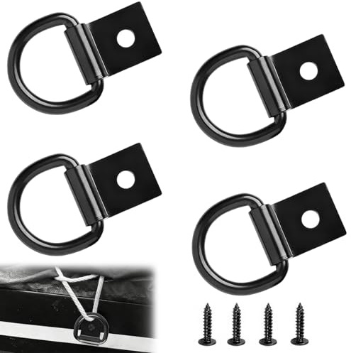 4 Pezzi Anelli di Ancoraggio Inox, 65mm Ganci Furgone con Viti, Occhielli di Fissaggio ad Anello a D, Anelli di Fissaggio Ganci per Fissare Il Carico su Rimorchi, Automobili, Furgoni, Camion, Kayak