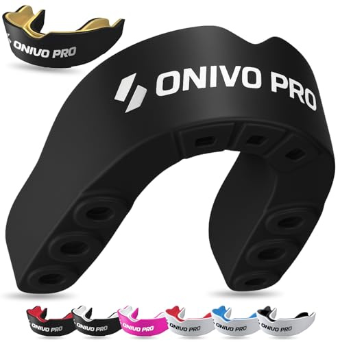 Dual Layer Sports Mouth Guard for Adults & Kids 11+, Premium Protection Gum Shield with Case, Boil and Bite Mouthguard for Boxing, Rugby, MMA, Karate, Hockey & Contact Sports
