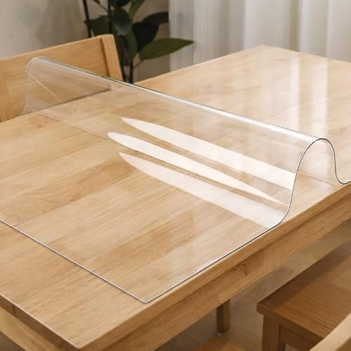 Comart - Copritavolo Trasparente GLASS - in PVC - Rettangolare 100x150 cm - Spessore 1.2 mm - Protezione Impermeabile - per Tavoli, Mobili e Pavimento - Lavabile - Pellicola Protettiva Sagomabile