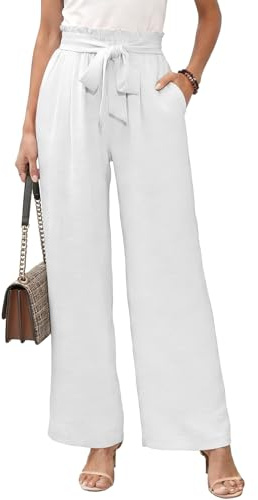 viiotu Pantalon Large Femme Chic Pantalon Palazzo Femme Taille Haute Pantalon Jambe Large Femme avec Poches