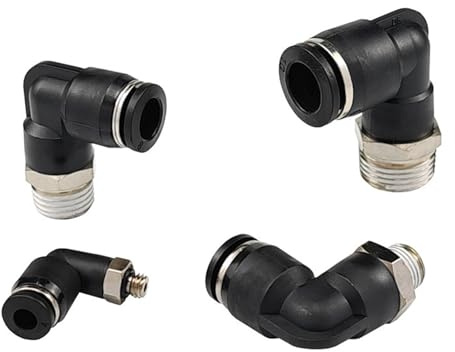 Black Pneumatic Hose Quick Connector 90 Degree L-shaped Elbow PL4-M5/6-01/8-02/10-03 1Pcs(PL10-03(Black))
